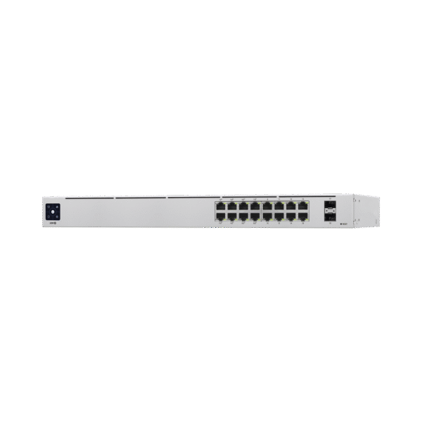 UniFi Switch USW-16-POE Gen2, Capa 2 de 16 puertos (8 puertos PoE 802.3af/at + 8 puertos Gigabit) + 2 puertos 1G SFP, 42W, pantalla informativa