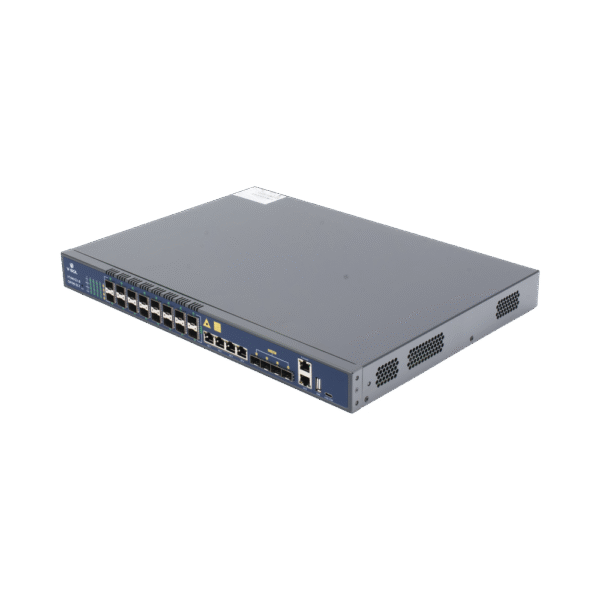 OLT de 16 puertos GPON con 8 puertos Uplink (4 puertos Gigabit Ethernet + 4 puertos SFP / puertos SFP+), hasta 2,048 ONUs