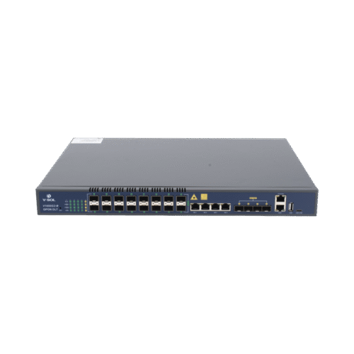 OLT de 16 puertos GPON con 8 puertos Uplink (4 puertos Gigabit Ethernet + 4 puertos SFP / puertos SFP+), hasta 2,048 ONUs