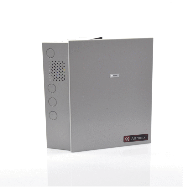 Fuente para aplicaciones en control de acceso, y detección de incendio, con capacidad de respaldo para 12 y 24 Vcd @ 4 A , con 8 circuitos de control ( NO ) y 8 circuitos de control trigger voltaje de entrada de : 115 Vca, requiere batería.