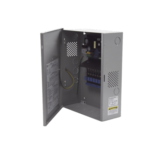 AL400ULACM-l Fuente para aplicaciones en control de acceso, y detección de incendio, con capacidad de respaldo para 12 y 24 Vcd @ 4 A , con 8 circuitos de control ( NO ) y 8 circuitos de control trigger voltaje de entrada de : 115 Vca, requiere batería.