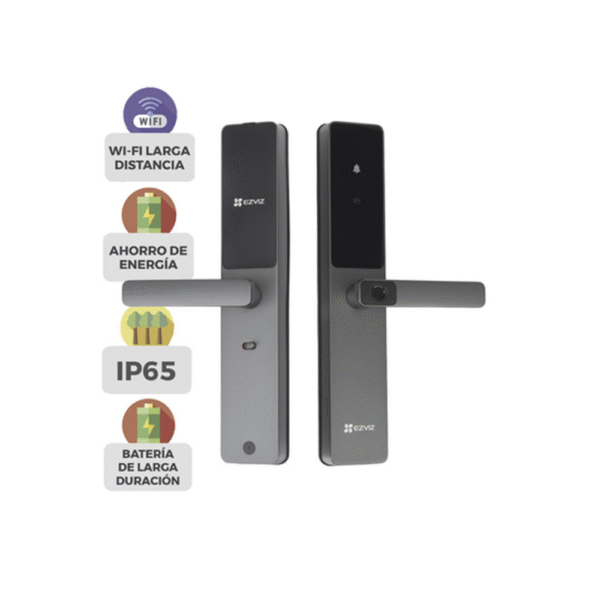 CSDL05-FRENTE-l Cerradura Inteligente / Wi-Fi / Bluetooth / Códigos Temporales Para Visitantes / Lectura de Huella / Lectura de Tag / Contraseña / Botón para Timbrar / Apertura remota / Alarma Anti-intrusión / No Requiere HUB