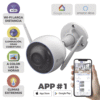 Cámara Doméstica WiFi / (3K) 5MP / Detección humana / Detección de Vehiculo / Sirena / Luz Parpadeante / Colores en Oscuridad / Micro SD / Alertas de Voz / Exterior / Audio bidireccional