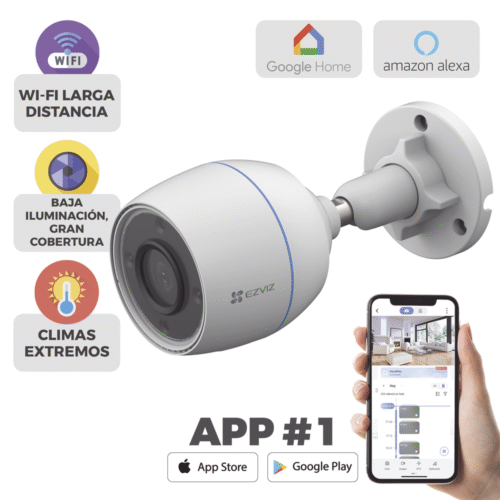 CSH3C-l Bala WiFi / 3 Megapixel / Detección humana / Micrófono Integrado / Micro SD / Excelente Vision Nocturna B/N IR 30 Metros / Exterior / Incluye 2 Antenas