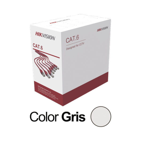 Bobina de cable UTP 305 m., Cat6 (23 AWG), Color Gris, PVC (CM), uso en Interior, 100% Cobre, Para aplicaciones de CCTV y Redes de datos
