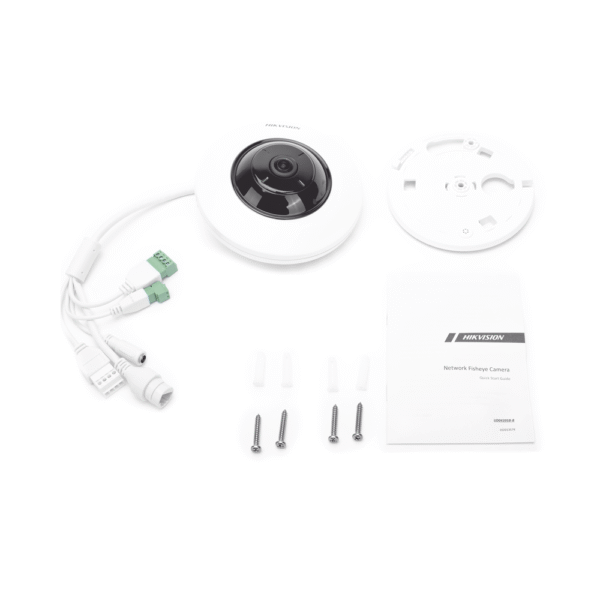 DS2CD2955G0ISU-AD-3-l Mini Fisheye IP 5 Megapixel / Panorámica 180° / Microfono Integrado / 8 mts IR / Uso en Interior / PoE / Múltiples Vistas por iVMS-4200 / Alarmas I/O / Micro SD