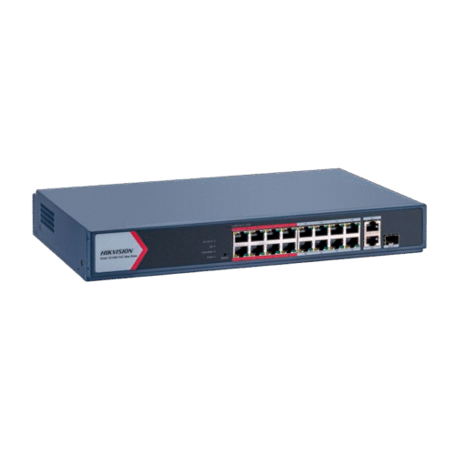 Switch Monitoreable 16 Puertos PoE 802.3AF/AT / Modo Extendido 300 mts / 1 Puerto UPLlink / 1 Ppuerto SFP / 130 Watts Total