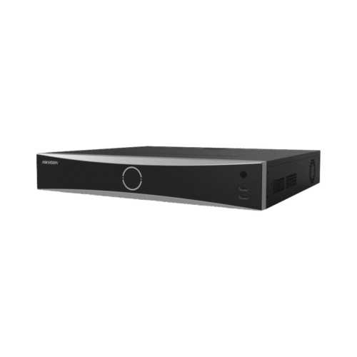 NVR 12 Megapixel (4K) / 32 canales IP / 16 Puertos PoE+ / Reconocimiento Facial / AcuSense (Evita Falsas Alarmas) / 4 Bahías de Disco Duro / Switch PoE 300 mts / HDMI en 4K / Alarmas I/O