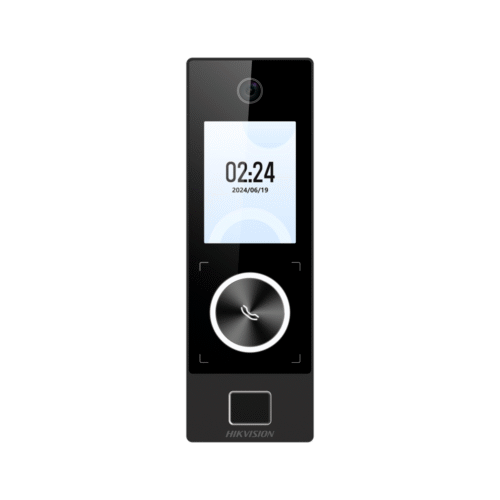 DSK1T323MBFWXE1-l Terminal Facial Min Moe WiFi & PoE con Botón de Llamada y LECTOR DE HUELLA / Exterior IP65 / Tarjetas Virtuales Bluetooth con HikConnect Teams / 1000 Rostros y 3,000 Huellas