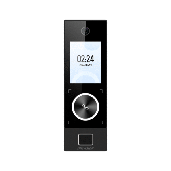 DSK1T323MBFWXE1-l Terminal Facial Min Moe WiFi & PoE con Botón de Llamada y LECTOR DE HUELLA / Exterior IP65 / Tarjetas Virtuales Bluetooth con HikConnect Teams / 1000 Rostros y 3,000 Huellas
