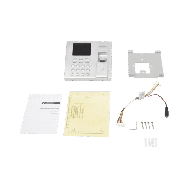DSK1T8003EF-AD-7-l Terminal de Control de Acceso y Asistencia compatible con APP Hik-Connect (P2P) / Lectura de Huella y de Tarjetas EM / Soporta hasta 1000 Huellas / Relevador para Chapa / Software iVMS4200