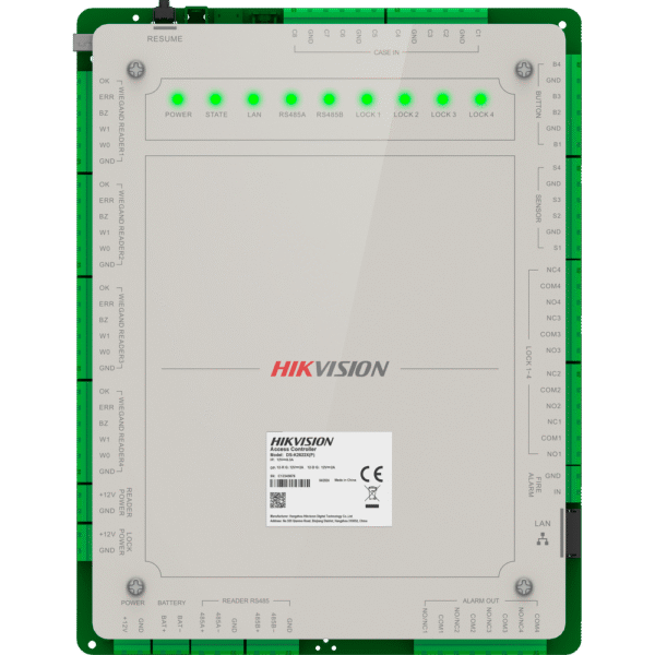 DSK2624X-l Controlador de Acceso 4 Puerta Administrable en la Nube con HikConnect Teams / Interfaz Web / 2 Lectores de Huella o Tarjeta / 100,000 Tarjetas / 10,000 Huellas / Incluye Gabinete y Fuente de Alimentación
