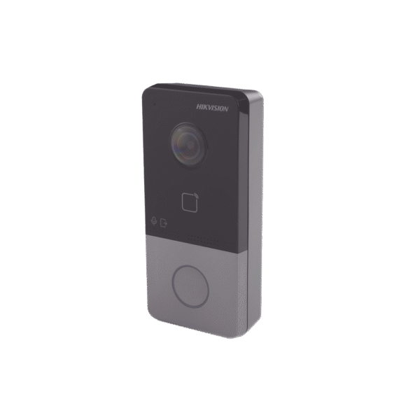 DSKV6113WPE1C-LAT-IZQ-l Videoportero IP 2 MP / PoE Estandar / IP65 / Apertura desde Hik-connect / Soporta 1 Departamento y Hasta 6 Monitores / Soporta Tarjetas Mifare / 1 Salida Relay