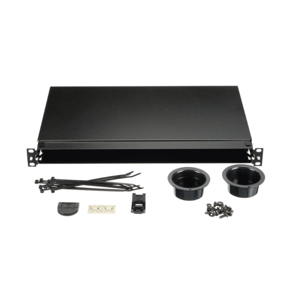 FMT1-AD-3-l Panel de Distribución de Fibra Óptica, Acepta 4 Casetes QuickNet o Placas FAP/FMP con Panel CFAPPBL1 (No Incluido), Bandeja Fija, Hasta 96 Fibras, Color Negro, 1UR