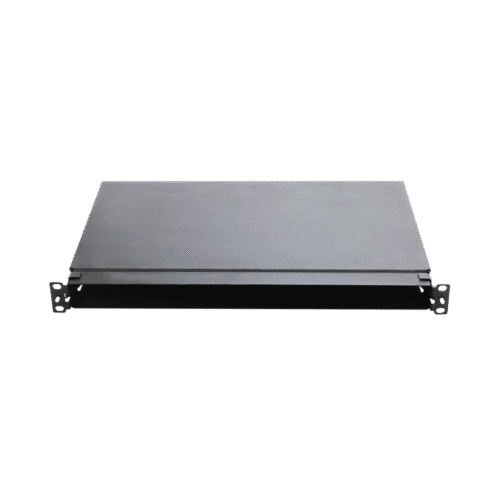 FMT1-l Panel de Distribución de Fibra Óptica, Acepta 4 Casetes QuickNet o Placas FAP/FMP con Panel CFAPPBL1 (No Incluido), Bandeja Fija, Hasta 96 Fibras, Color Negro, 1UR