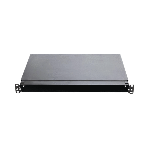 FMT1-l Panel de Distribución de Fibra Óptica, Acepta 4 Casetes QuickNet o Placas FAP/FMP con Panel CFAPPBL1 (No Incluido), Bandeja Fija, Hasta 96 Fibras, Color Negro, 1UR