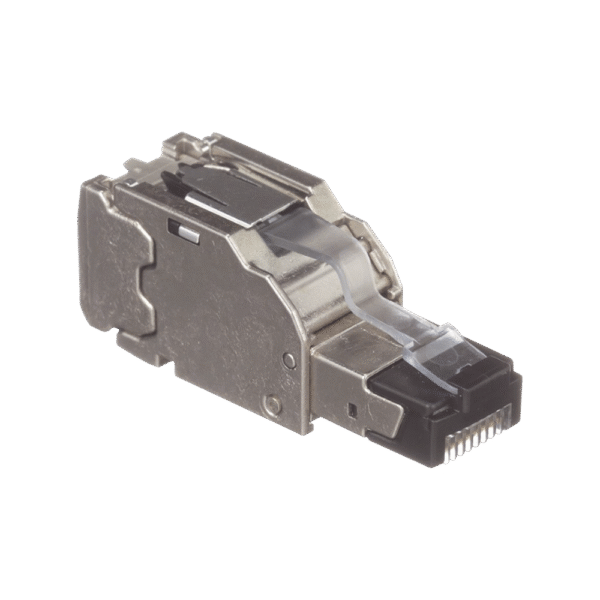 FPS6X88MTGX-AD-1-l Plug RJ45 Blindado, Instalación Recta, Terminación en Campo Certificable, Compatible con Cat5e, Cat6 y Cat6A, Color Plata, Paquete de 10 Piezas, Incluye herramienta.