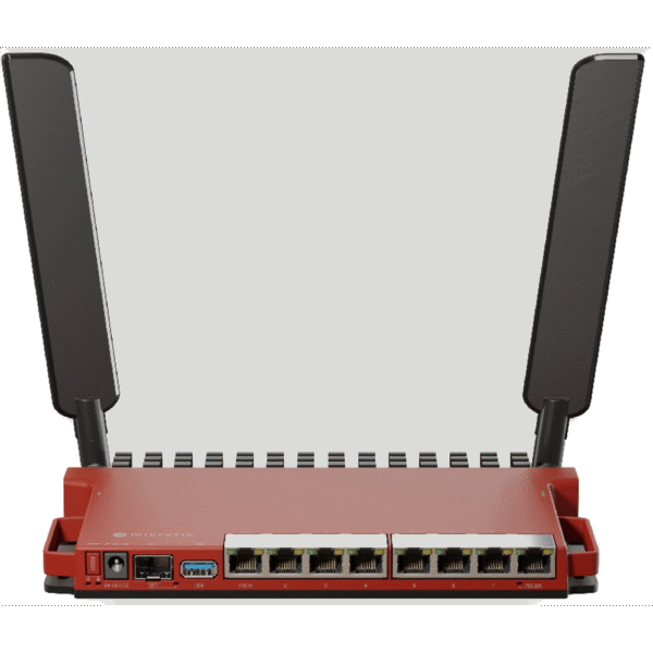 L009UIGS2HAXDIN-l Router Board, 8 Puertos Gigabit + 1 puerto PoE-Out Pasivo, 1 Puerto SFP, Wi-Fi 6 en 2.4Ghz, Antenas de 4 dBi,