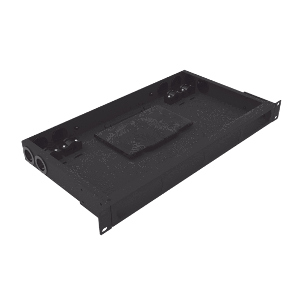 LPODF8024-LAT-DER-l Distribuidor de fibra óptica vacio 19in, Acepta 4 placas Acopladoras de Linkedpro, hasta 48 fibras, 1UR, Incluye charola de empalme