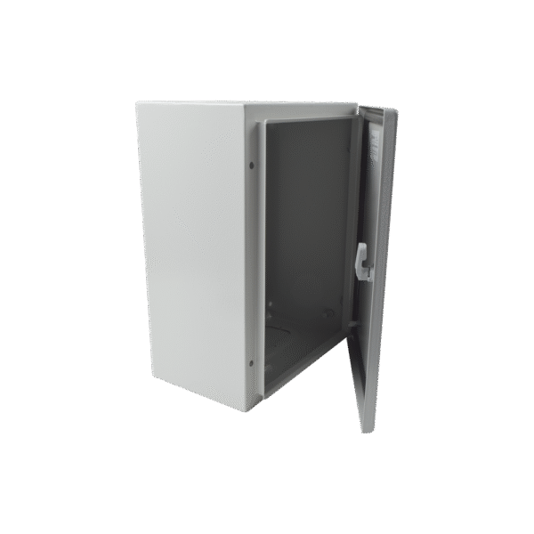 PST304020A-AD-2-l Gabinete de Acero IP66 Uso en Intemperie (300 x 400 x 200 mm) con Placa Trasera Interior y Compuerta Inferior Atornillable (Incluye Chapa y Llave).