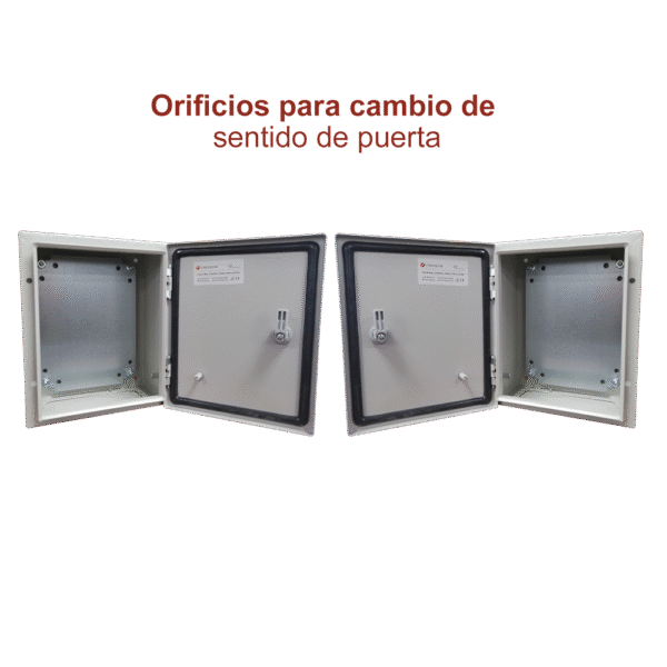 PST304020A-AD-4-l Gabinete de Acero IP66 Uso en Intemperie (300 x 400 x 200 mm) con Placa Trasera Interior y Compuerta Inferior Atornillable (Incluye Chapa y Llave).