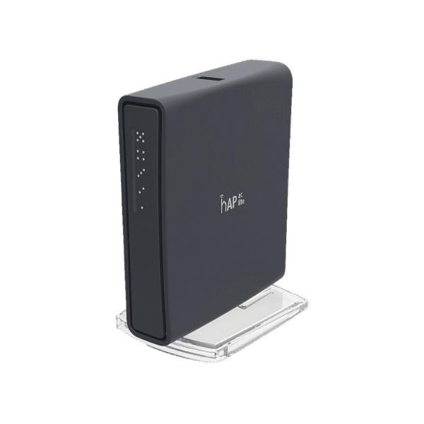 RB952UI5AC2NDTC-FRENTE-l (hAP ac lite Tower) 5 Puertos Fast Ethernet, WiFi Doble Banda 802.11ac, Base tipo Torre