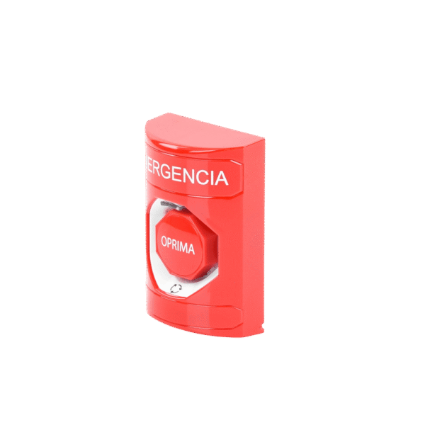 SS2009EMES-AD-1-l Botón de Emergencia en Español, Color Rojo, Acción Mantenida, Girar para Restablecer y LED Multicolor