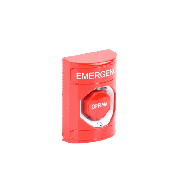SS2009EMES-AD-2-l Botón de Emergencia en Español, Color Rojo, Acción Mantenida, Girar para Restablecer y LED Multicolor