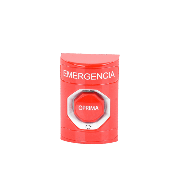 SS2009EMES-AD-3-l Botón de Emergencia en Español, Color Rojo, Acción Mantenida, Girar para Restablecer y LED Multicolor