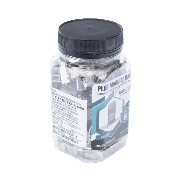 TC6SG100-AD-2-l Bote con 100 Piezas de Plug Modular RJ45 Cat6 blindado con pin de tierra, chapado de oro a 30 micras para durabilidad extrema