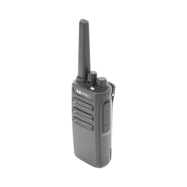 TX500-LAT-IZQ-l Radio Portátil VHF, 5W de Potencia, Scrambler de Voz, Alta Cobertura, 136-174 MHZ