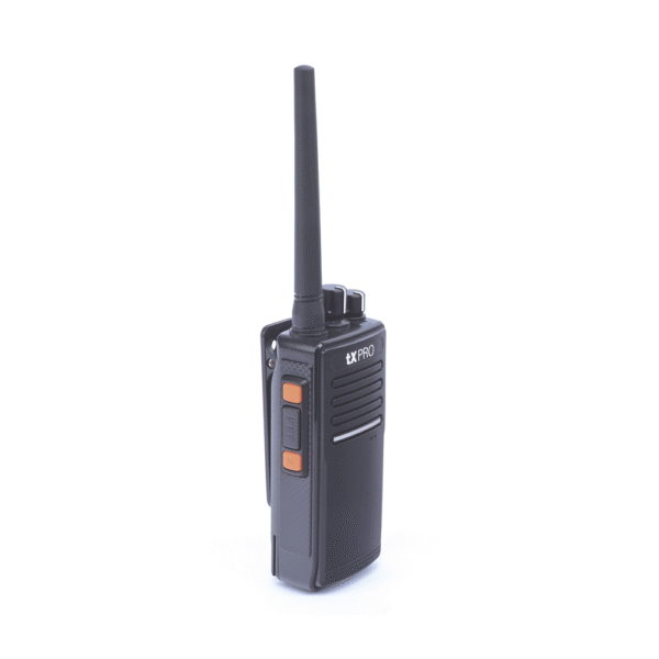 TX680AV-LAT-IZQ-l Radio Portátil VHF 136-174 MHz, Digital DMR-Analógico, 5 W, Incluye antena, batería, cargador y clip