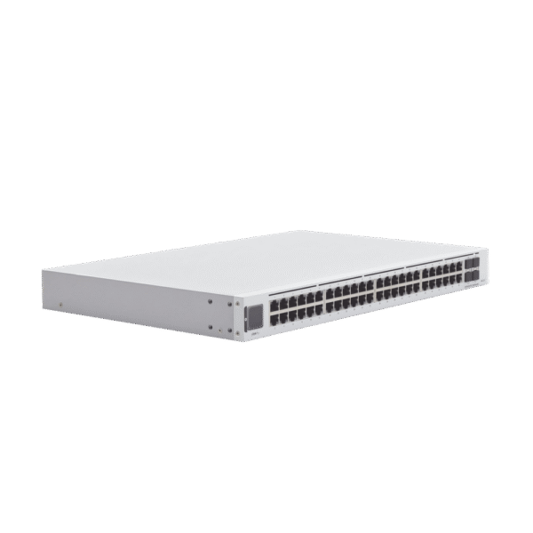 USWPRO48-LAT-IZQ-l UniFi Switch USW-Pro-48, Capa 3 de 48 puertos Gigabit RJ-45 + 4 puertos 1/10G SFP+, pantalla informativa