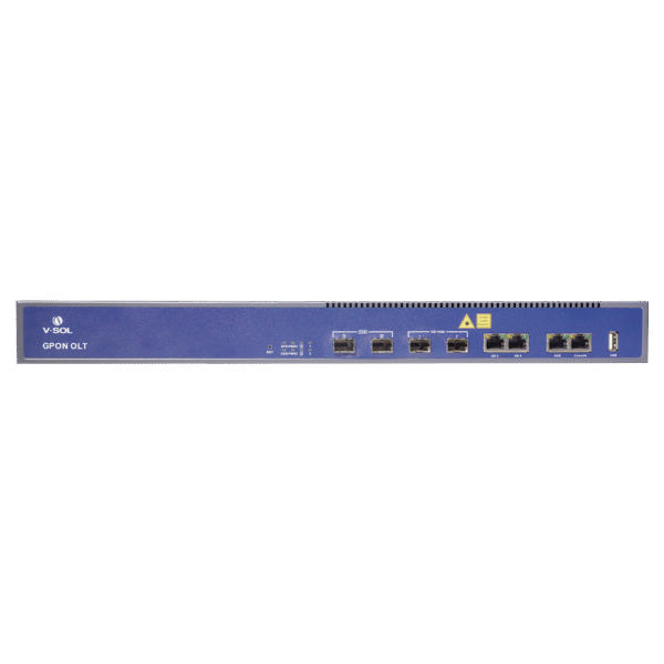 V1600GT-LAT-DER-l OLT de 2 puertos GPON + 4 puertos Uplink (2 puertos Gigabit Ethernet + 2 puerto SFP/SFP+) , hasta 256 ONUS