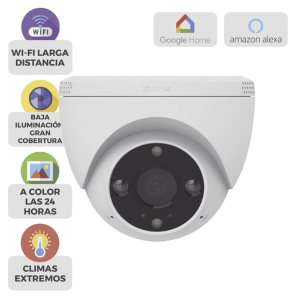 Domo IP 2 Megapíxel / Wi-Fi / Sirena y Estrobo /Audio de Dos Vías / Notificación Push / Audios Personalizables / Ranura Para Memoria / Uso en Exterior
