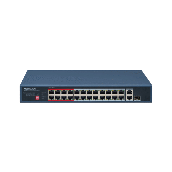 Switch PoE+ / No Administrable / 24 Puertos 10/100 Mbps PoE+ / 1 Puerto Gigabit / PoE hasta 250 metros / 230 W