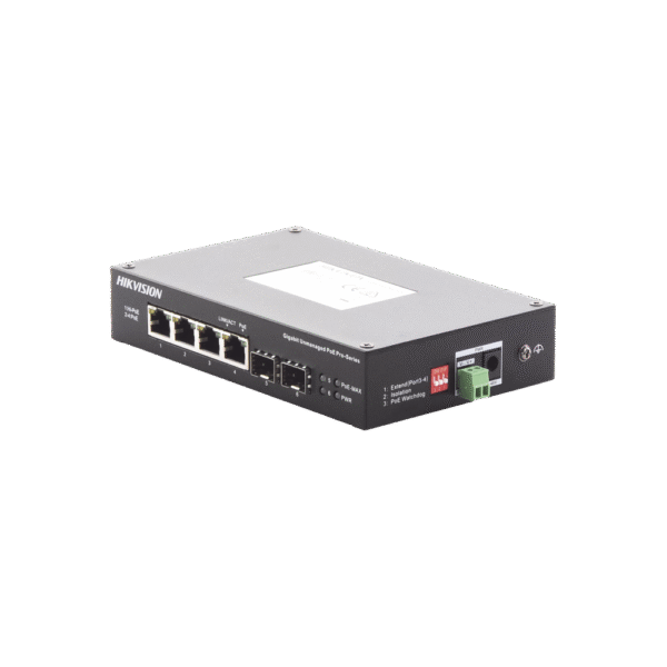 Switch Industrial Gigabit PoE+ / No Administrable / 4 puertos 10/100/1000 Mbps PoE+ (30W) + 1 puerto 10/100/1000 PoE++(60W) / 2 puertos SFP / 60 W