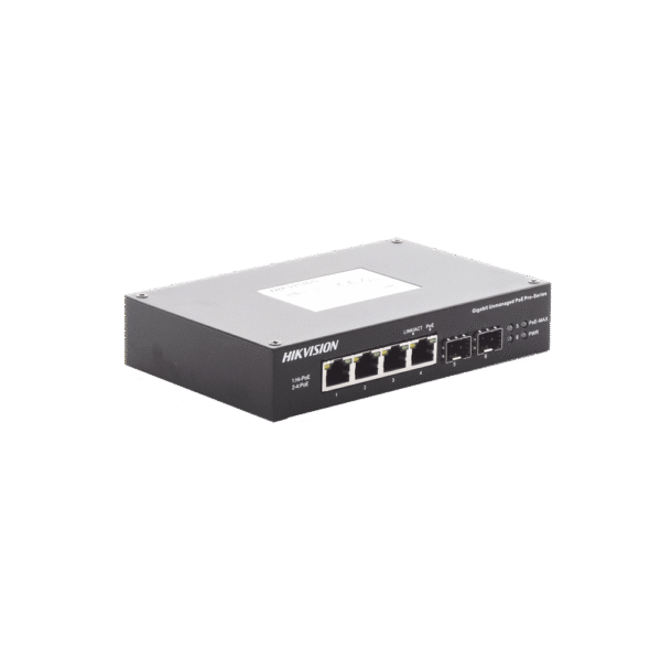 Switch Industrial Gigabit PoE+ / No Administrable / 4 puertos 10/100/1000 Mbps PoE+ (30W) + 1 puerto 10/100/1000 PoE++(60W) / 2 puertos SFP / 60 W