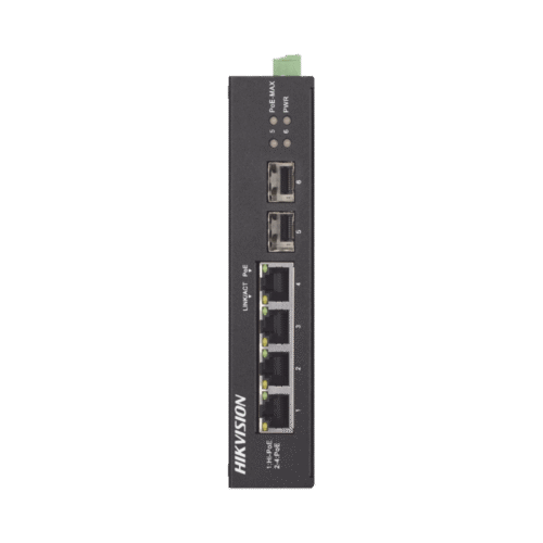 Switch Industrial Gigabit PoE+ / No Administrable / 4 puertos 10/100/1000 Mbps PoE+ (30W) + 1 puerto 10/100/1000 PoE++(60W) / 2 puertos SFP / 60 W