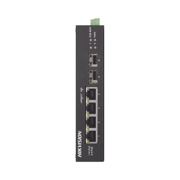Switch Industrial Gigabit PoE+ / No Administrable / 4 puertos 10/100/1000 Mbps PoE+ (30W) + 1 puerto 10/100/1000 PoE++(60W) / 2 puertos SFP / 60 W