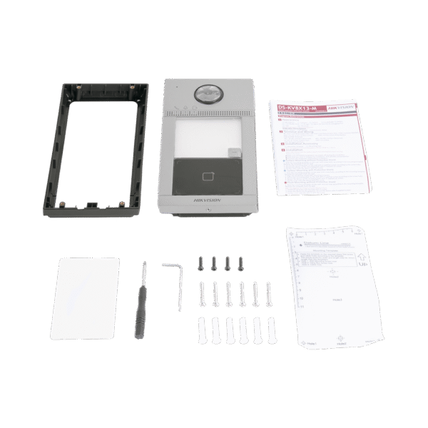 DSKV8113WME1C-AD-1-l Videoportero IP PoE Estandar (IP65 + IK08) con Llamada y apertura desde APP Hik-Connect / Soporta 1 Departamento y hasta 6 Monitores / Apertura con tarjeta / Soporta 2 puertas