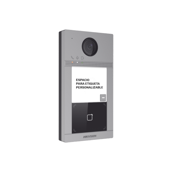 DSKV8113WME1C-LAT-IZQ-l Videoportero IP PoE Estandar (IP65 + IK08) con Llamada y apertura desde APP Hik-Connect / Soporta 1 Departamento y hasta 6 Monitores / Apertura con tarjeta / Soporta 2 puertas
