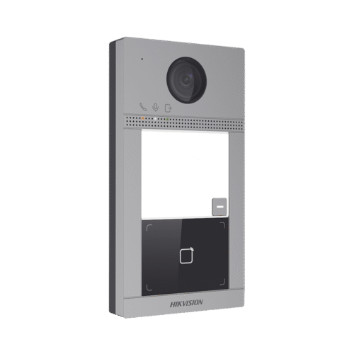 DSKV8113WME1C-l Videoportero IP PoE Estandar (IP65 + IK08) con Llamada y apertura desde APP Hik-Connect / Soporta 1 Departamento y hasta 6 Monitores / Apertura con tarjeta / Soporta 2 puertas