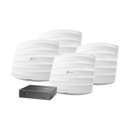 Kit de 4 Puntos de Accesso Omada doble banda 802.11ac, MU-MIMO, PoE af y PoE Pasivo, soporta hasta 100 clientes, hasta 1750 Mbps + Controladora OC200