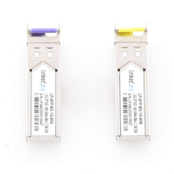 Transceptores Bidireccionales SFP (Mini-Gbic) / Monomodo / 1.25 Gbps de velocidad / Conector LC / Hasta 80 km de Distancia / 2 Piezas