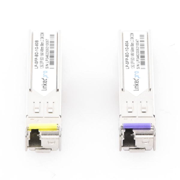 Transceptores Bidireccionales SFP (Mini-Gbic) / Monomodo / 1.25 Gbps de velocidad / Conector LC / Hasta 80 km de Distancia / 2 Piezas