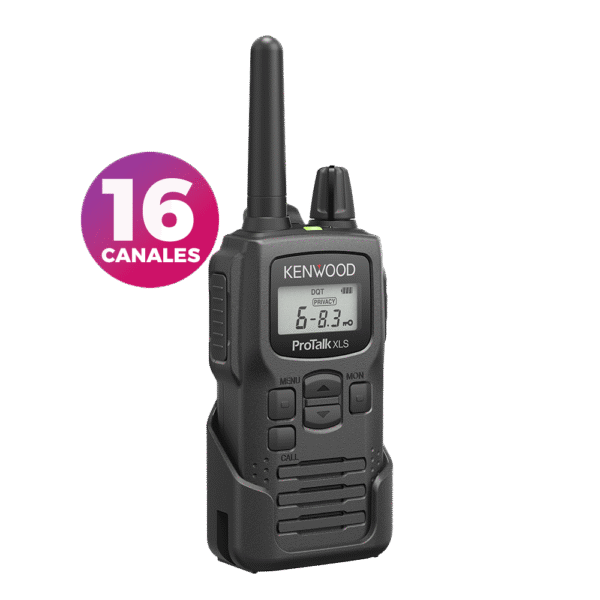 450-470 MHz, 2 W, 6 canales en BRS, 16 canales en modo profesional, Incluye antena, batería, cargador y clip