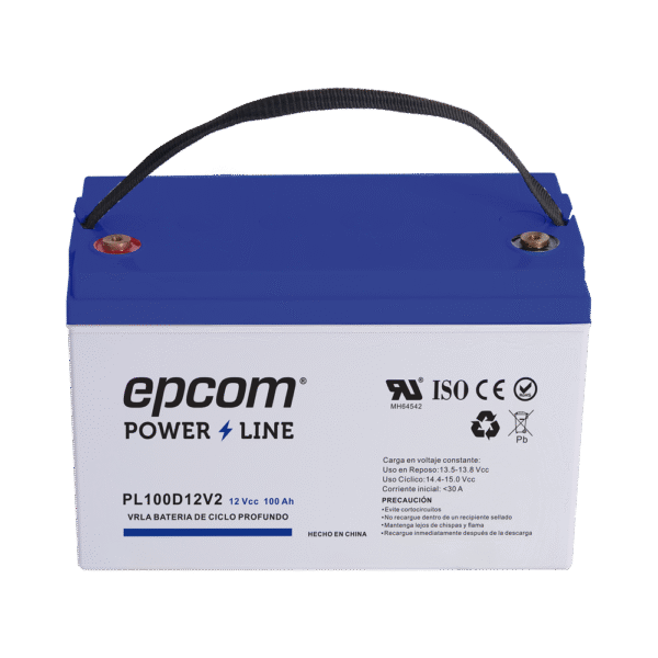 PL100D12V2-l Batería 12 Vcc / 100 Ah / UL / Tecnología AGM-VRLA / CICLO PROFUNDO / Para uso en aplicaciones fotovoltaicas y de emergencia / Terminales T4
