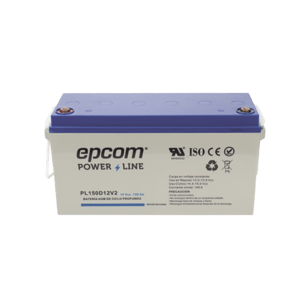 PL150D12V2-AD-3-l Batería 12 Vcc / 150 Ah / UL / Tecnología AGM-VRLA / CICLO PROFUNDO / Uso en aplicación fotovoltaica / terminales T5