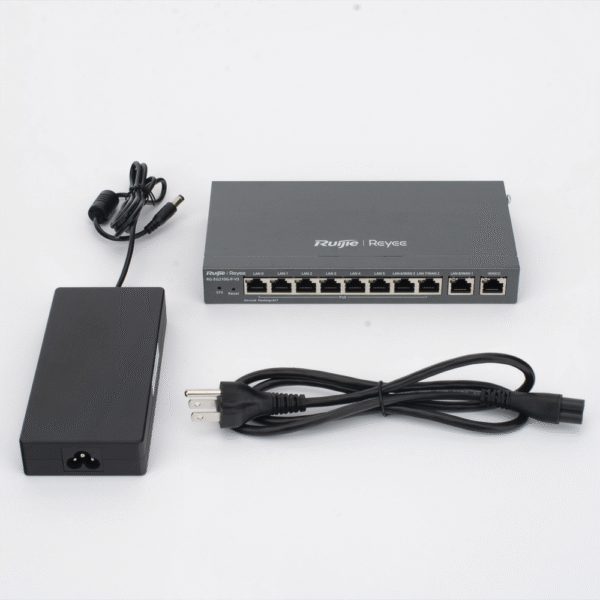 Gateway PoE para 200 usuarios, 10 puertos, 600Mbps, hasta 2 servicios WAN, portal cautivo, bloqueo de aplicaciones, tuneles virtuales